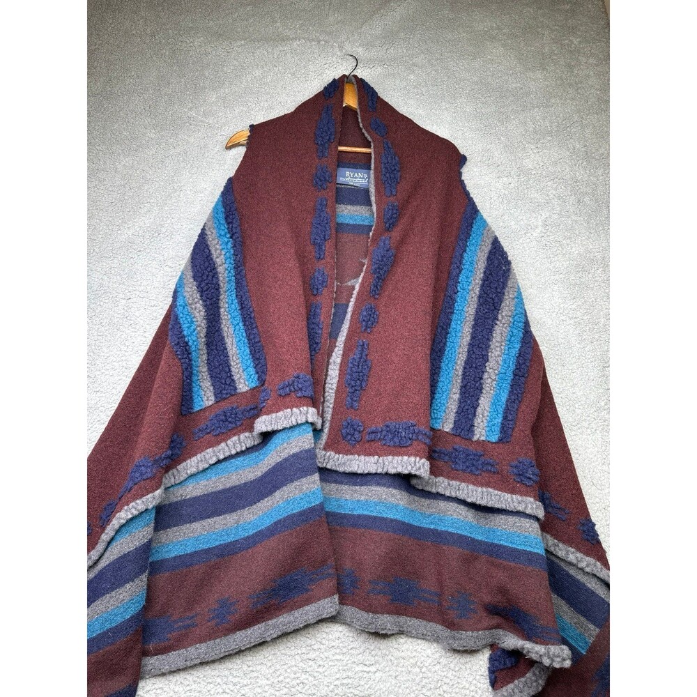 Ryan Micheal Wool blend shawl aztec western vest OSFM